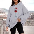 thumbnail image 2 of Wyzesi Chandails en Molleton d'Automne pour Femmes Col en V Blanc Chandail en Molleton Noël à Manches Longues Imprimé Lettre Décontracté Motif Mignon Imprimé Noël Col Rond Pull d'Automne, 2 of 4