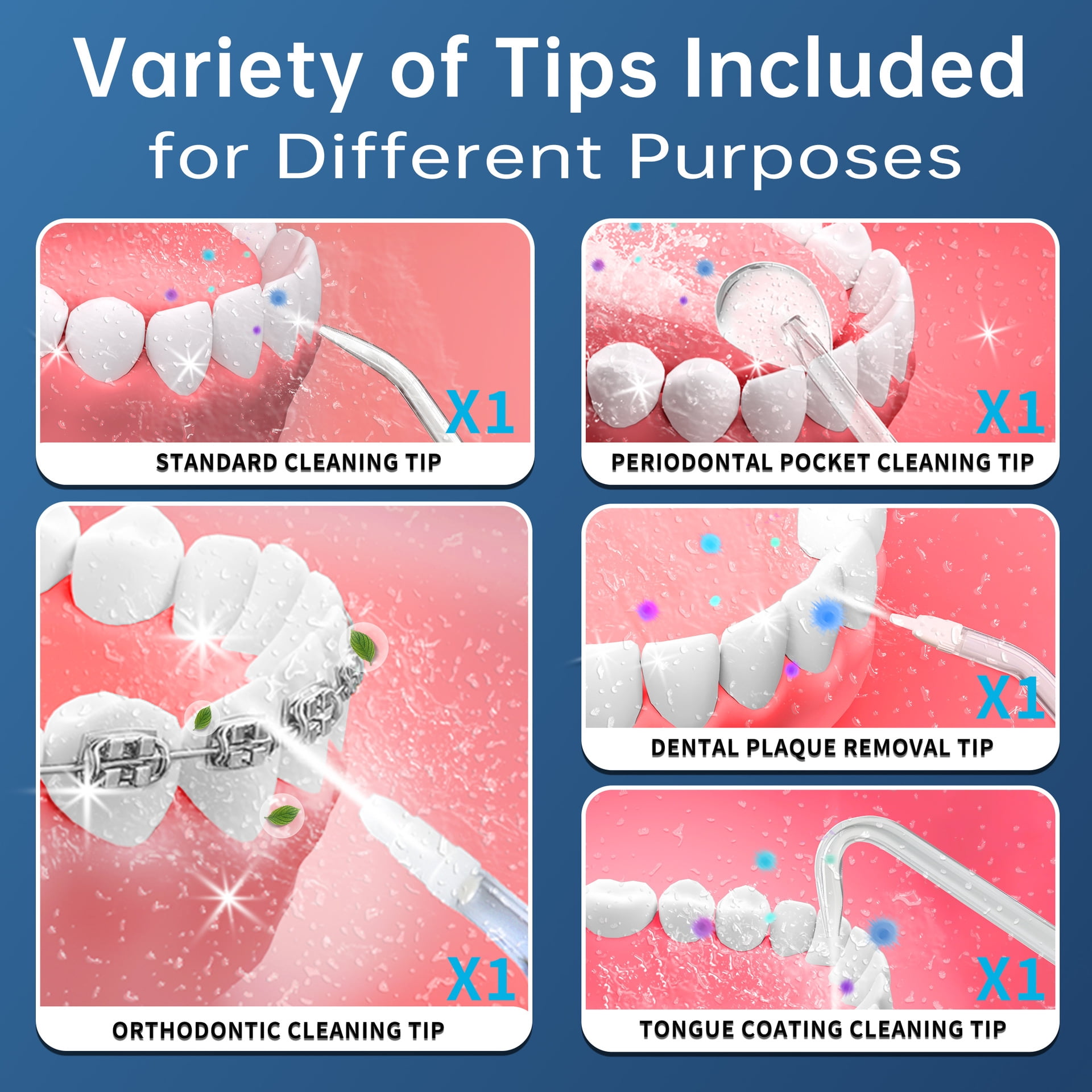 Water Flosser,Dental Oral Irrigator,4 Modes 5 Jet Tips,300ML Tank,IPX7 Waterproof Rechargeable Teeth Cleaner for Home & Travel