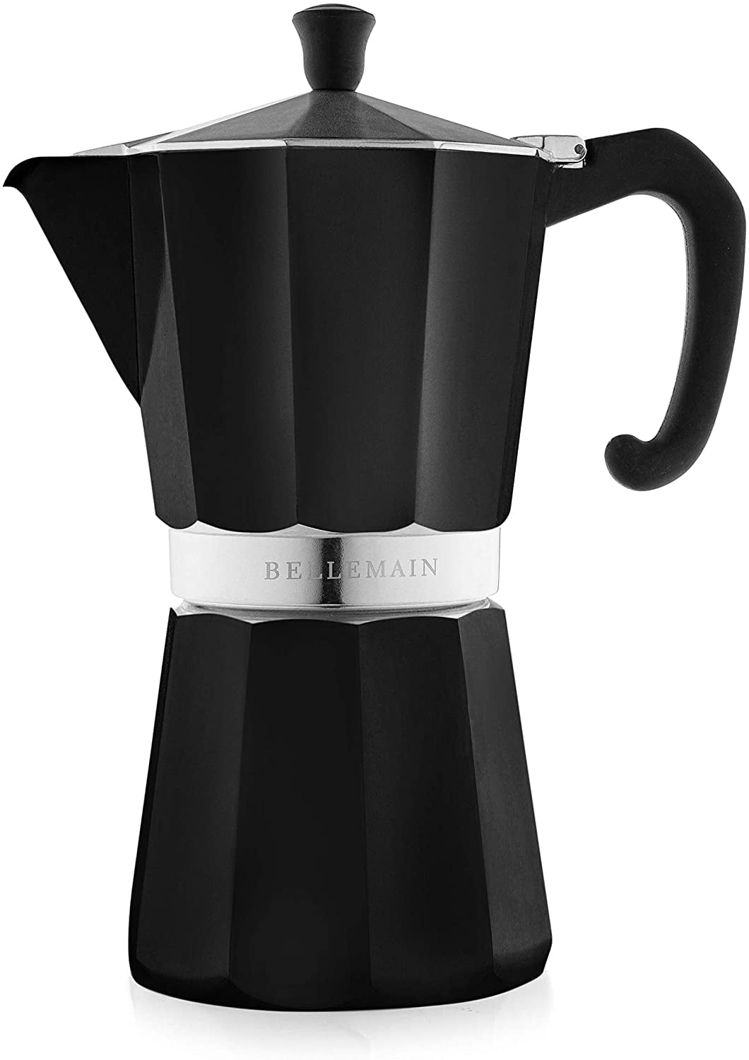 Bellemain Stovetop Espresso Maker Moka Pot (Black, 12 Cup)
