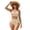 Beige and Pink - Floral, variant on Marijuana Leaf Print Women Two Piece Bathing Suits Push Up Bikini Set High Waisted Tummy Control Swimsuits V Neck Swimwear for Summer Beach Vacation, M