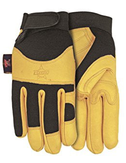 Brown/Blue PB200 Medium PBR Professional Bull Rider Suede Cowhide Leather Work Glove 
