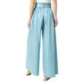 thumbnail image 2 of Women's Solid Chambray Wide Leg Palazzo Elastic Waistband Tie Denim Jeans, 2 of 5
