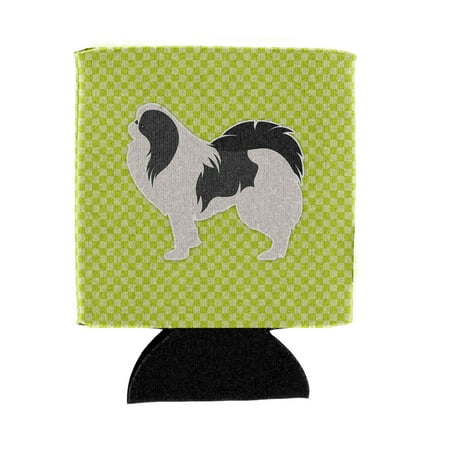 

Carolines Treasures BB3837CC Japanese Chin Checkerboard Green Can or Bottle Hugger Can Hugger multicolor