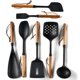 thumbnail image 1 of Juego Utensilios Cocina Silicona Mango Madera Juego Utensilios Cocina Resistente Calor Juego Utensilios Cocina Antiadherente Espátula Cuchara Negro, 1 of 5