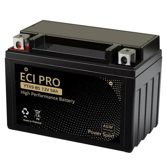 ECI Pro 12V 9Ah Motorcycle Battery YTX9-BS – 180CCA Sealed Lead Acid Battery for Honda, Kawasaki, Suzuki, Yamaha