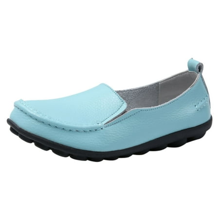 

eczipvz Womens Shoes Flats Straps Loafers for Women Business Casual Shoes Comfortable & Lightweight Penny Loafers Slip On Work Flats (Light Blue 8.5)