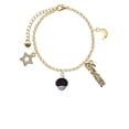 thumbnail image 2 of Delight Jewelry 12mm Faceted Black Glass Spinner Goldtone Dream Big Charm Bracelet, 7.5+2" Extender, 2 of 4
