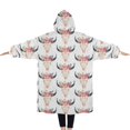 thumbnail image 2 of Oversized Wearable Blanket Hoodie,White Buffalo Skull Flower Pattern Sherpa Blanket Hoodie with Super Pockets,Super Warm Fuzzy Pullover for Women & Men, 2 of 6