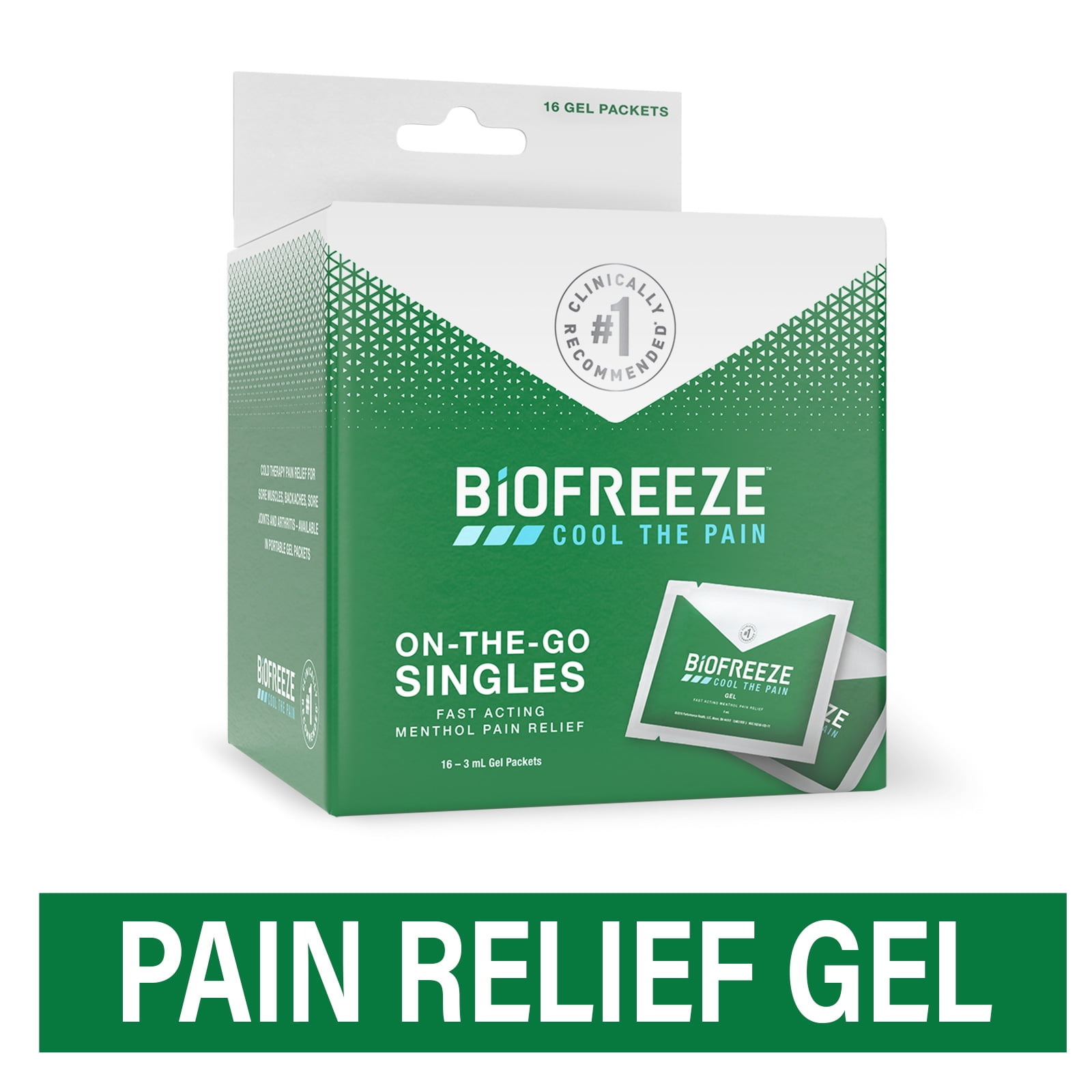 Biofreeze On-The-Go Pain Relieving Gel, Arthritis, Muscle, Joint and Back Pain Relief, 3 mL Travel Packets, Box of 16