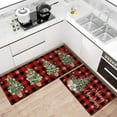 thumbnail image 2 of Merry Christmas Kitchen Rugs and Mats Set of 2,Buffalo Plaid Christmas Trees Xmas Winter Holiday Sink Floor Mat Non Skid Washable for Home Farmhouse Christmas Decor 17"x47"+17"x30", 2 of 6