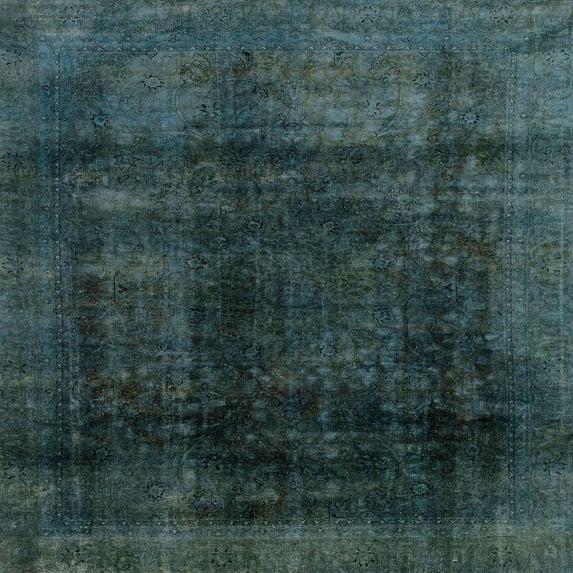 Ahgly Company Indoor Square Abstract Greenish Blue Green Abstract Area Rugs, 3' Square