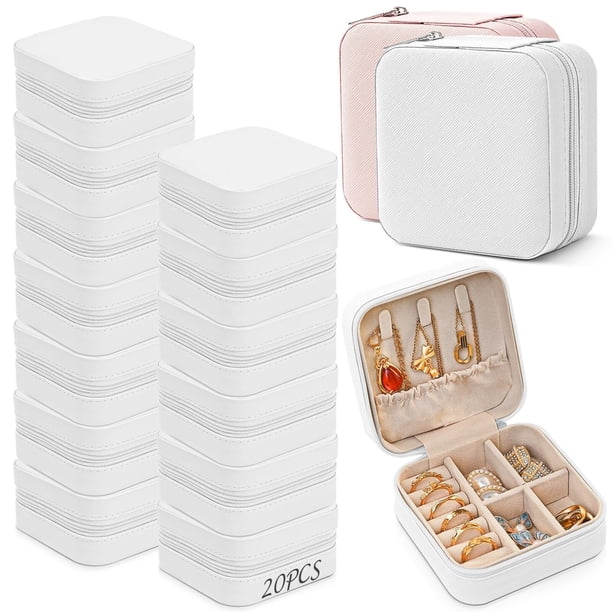 20 PCS Organizadora de Joyero de Viaje, Joyero para Mujer, Organizador de Collares, Portátil Estuche de Regalo para Dama de Honor, Sujeta Anillos, Pendientes, Ideal para Bodas y Viajes (Blanco-20PCS)