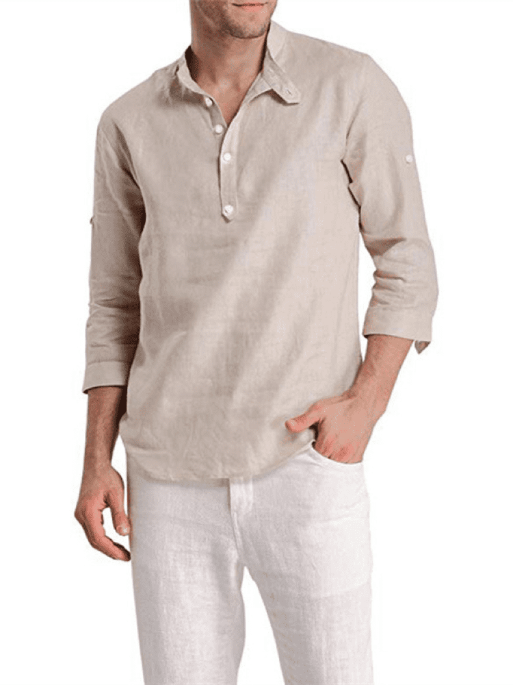 henley shirt 3/4 sleeve