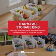 ReadySpace Medium Clear Plastic Stackable Storage Bins, 8 Pack