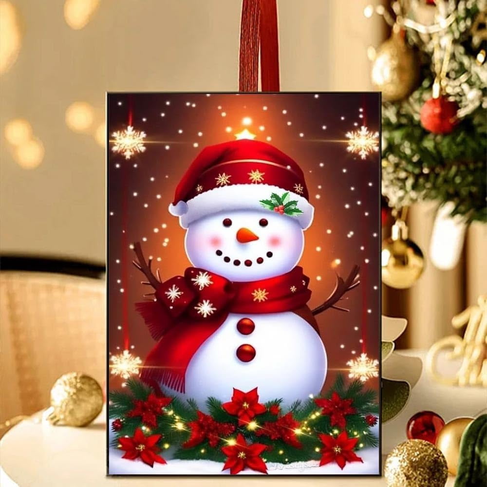DIY 5D Diamond Painting Kit (for Adults) Diamond Painting "Christmas, Snowman" - Full Diamond Crystal Rhinestone Embroidery Craft Kit, Can Be Used as Gift, Wall Decoration