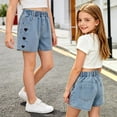 thumbnail image 6 of FAIWAD Girls Casual Denim Shorts Summer Elastic High Waisted Short Jeans with Pockets Straight Leg Shorts Daily Wear, 6 of 9