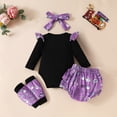thumbnail image 2 of 4Pcs Baby Girls My 1st Halloween Party Costumes Ghost Printed Outfits Long Sleeve Romper + Layered Shorts + Leg Warmers + Headband Fall Clothes Set 0-18M, 2 of 7