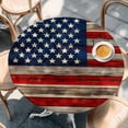 thumbnail image 3 of Vintage American Flag Table Cloth, Round Fitted Tablecloths with Elastic Edge, Blue Star Red Striped Wooden Wipeable Waterproof Table Cover for Kitchen Wedding 45-54 Inches, 3 of 4