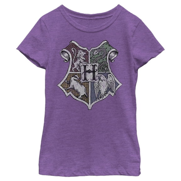 Girl's Harry Potter Hogwarts House Mascot Crest  Graphic Tee Purple Berry Large