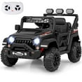 thumbnail image 1 of Costway 12V Kids Ride On Truck with 2*12V Motors Spring Suspension & Remote Control Black, 1 of 10