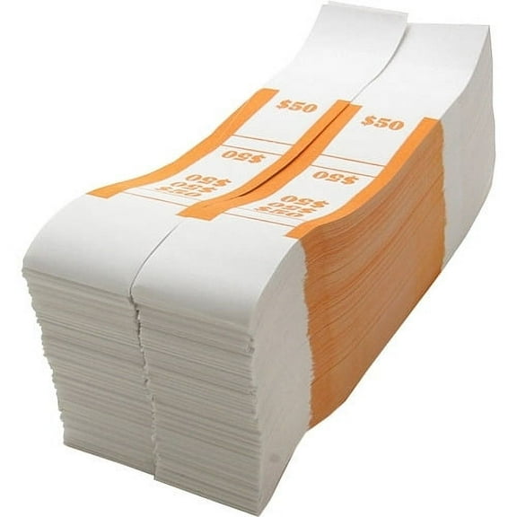 Sparco, SPRBS50WK, White Kraft ABA Bill Straps, 1000 / Pack, Orange