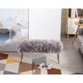 thumbnail image 3 of Guyou Modern Faux Fur Entryway Bench Upholstered Ottoman Bench with Metal Legs Furry End of Bed Accent Bench Stool for Living Room Bedroom, Grey, 3 of 9
