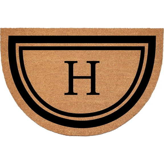 Calloway Mills 152962436HC H Half Circle Black Border 24" x 36" Monogram Doormat (Letter H)