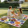 thumbnail image 4 of Retro Bohemia Floral Outdoor Rug for Patio/Deck/Porch, Non-Slip Large Area Rug 5 x 7 Ft, Blue Purple Flowers Boho Style Beige Indoor Outdoor Rugs Washable Area Rugs, Camping Rug Carpet Runner, 4 of 8