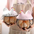 thumbnail image 2 of Creative Egg Baskets, Egg Basket with Lid and Ceramic Handles, Snack Fruit Container Kitchen Hen Decor, Storage Basket, 2 of 5