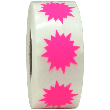 Color Coding Burst Labels Fluorescent Pink Starburst Design 1 Inch 500 Total Adhesive Stickers