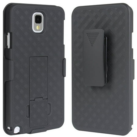 14 Note - Black Hard Shell Combo Case Shock-proof Carrying Holster Swivel Belt Clip with Kick-stand 14 for Samsung Galaxy Note 3