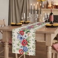 thumbnail image 2 of Table Runners 108 Inches Long Dress Scarves, Independence Day Farmhouse Coffee/Dining/Kitchen Table Runner for Living Room, Retro Red Blue Flowers Leaves Plants 13x108 Inch, 2 of 9