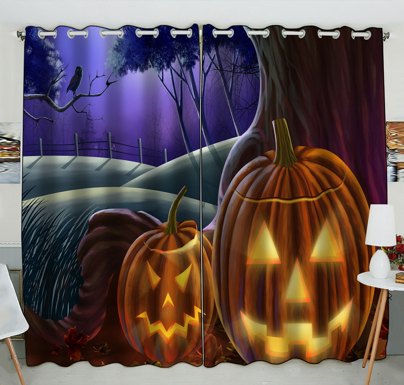 ZKGK Happy Halloween Window Curtain Drapery/Panels/Treatment For Living