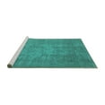 thumbnail image 2 of Ahgly Company Machine Washable Indoor Square Oriental Turquoise Blue Industrial Area Rugs, 4' Square, 2 of 4