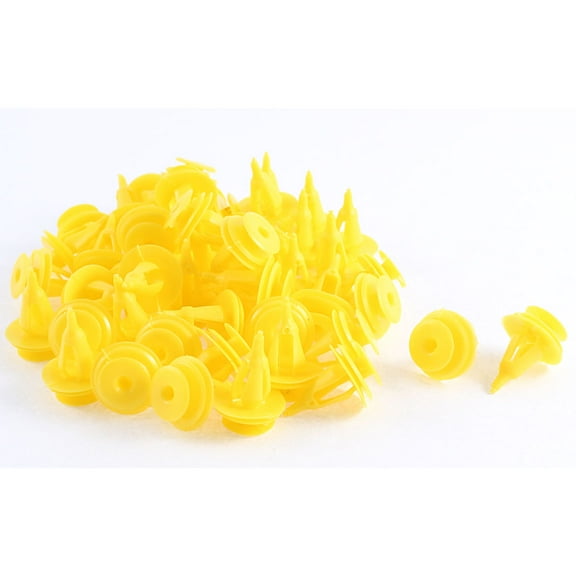 Unique Bargains 50 Pcs Yellow Car Plastic Rivet Trim Fastener Clips 8mm Hole Diameter