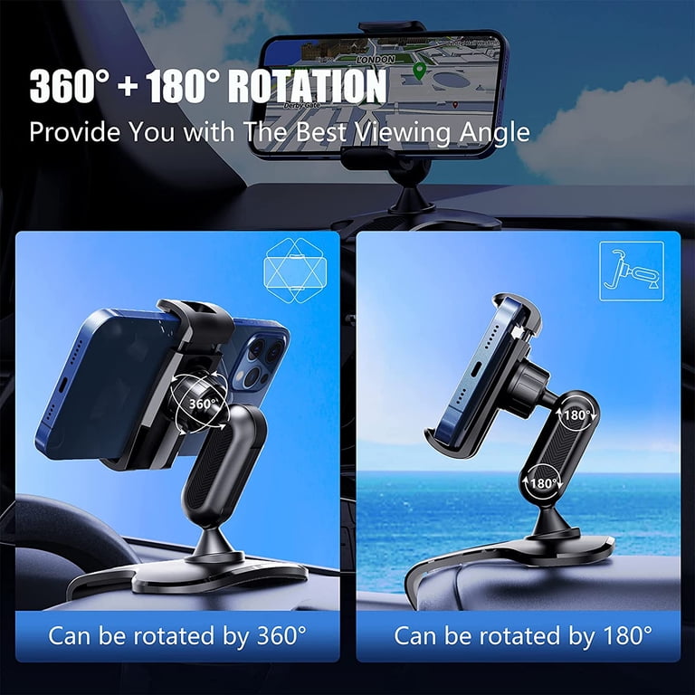 Universal Vehicle Mount For Smartphones - In-Car Windshield Holder With Wireless Charging Speaker 360 Rotation Click Release Universal