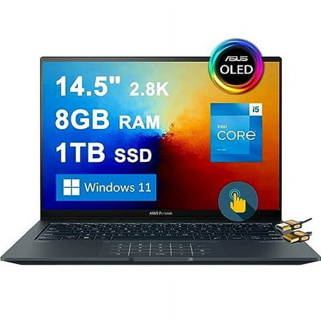 Asus Zenbook 14X OLED Business Laptop 14.5" 2.8K 120Hz Touchscreen 550nits 100% DCI-P3 Glossy 13th Gen Intel 12-core i5-13500H >i7-12700H 8GB RAM 1TB SSD Backlit Thunderbolt Win11 Gray + HDMI Cable