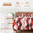 thumbnail image 6 of 3 Piece Red Striped Ombre Duvet Cover Set Full Size, Microfiber Comforter/Quilt Cover with Corner Ties and 2 Pillowcases, Modern Red Moire Geometric All Season Soft Bedding with Zipper Closure, 6 of 8