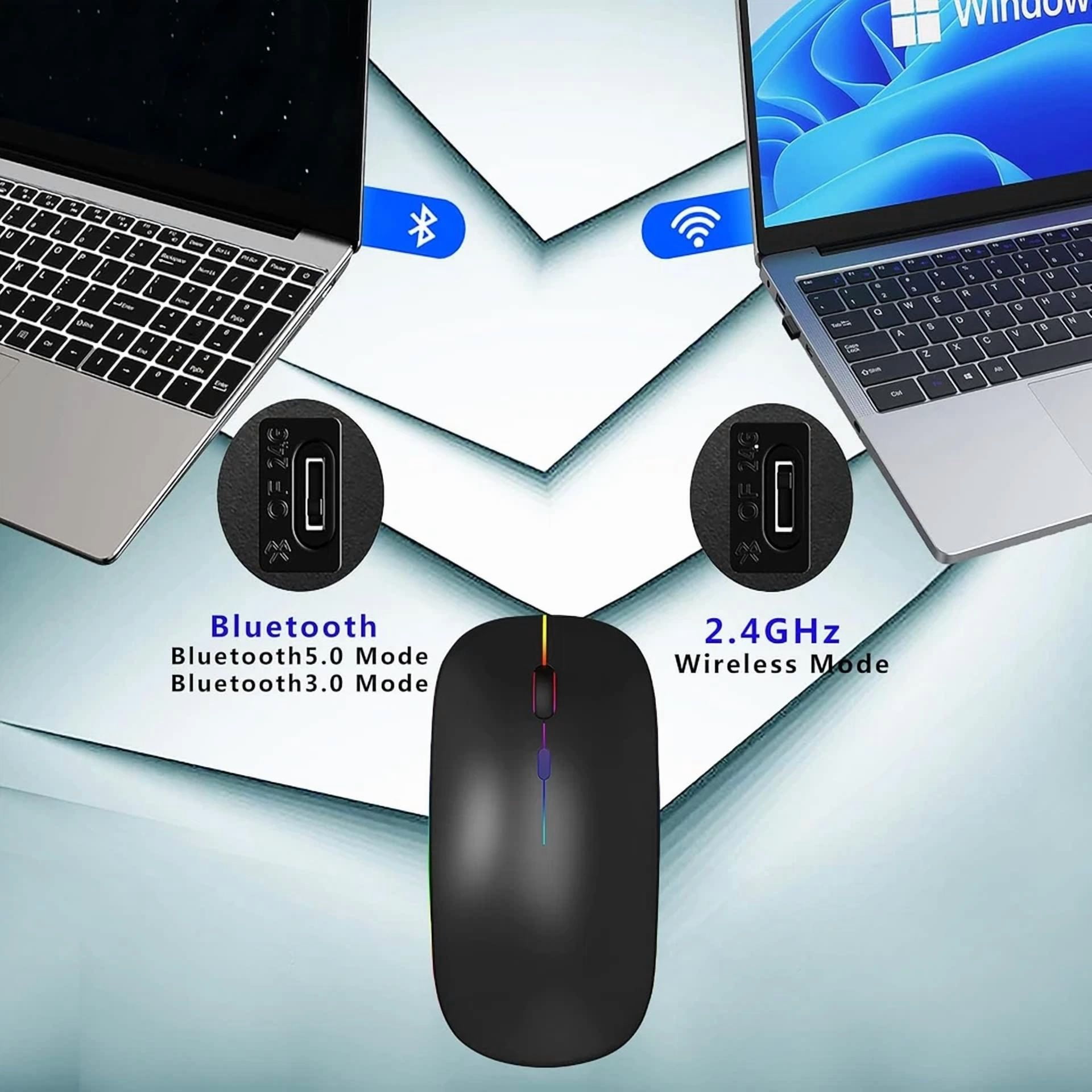 CIRCLE- Wireless Bluetooth Mouse Rechargeable Led Silent Slim Laptop Mouse Portable(Blue