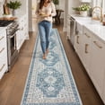 thumbnail image 2 of CYNERA Vintage Distressed Bohemian Runner Rug Blue 2'x10', Soft Machine Washable Foldable Non-Slip Carpet for Hallway Kitchen Entryway Living Room Bedroom, 2 of 8