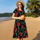 thumbnail image 4 of Balery Cherry Vestidos sueltos de manga corta para mujer, vestidos de verano 2025, vestidos casuales de corte A con vuelo., 4 of 6