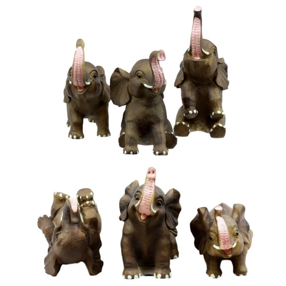 Ebros African Savanna Whimsical Baby Elephant Calves Set of 6 Figurines 3.5"H