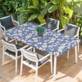 thumbnail image 2 of Watercolor Floral Table Cloths for 6 Foot Rectangle Tables, Spring Flower Leaves Botanical Blue Patio Waterproof Elastic Fitted Tablecloths, Washable Rectangular Table Cover for Camping, 2 of 8