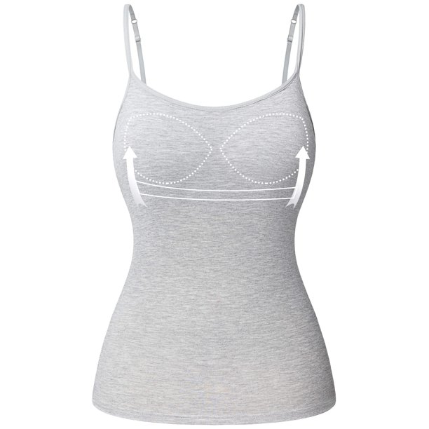 VASLANDA Women's Cotton Camisole Adjustable Strap Tank Tops with Built