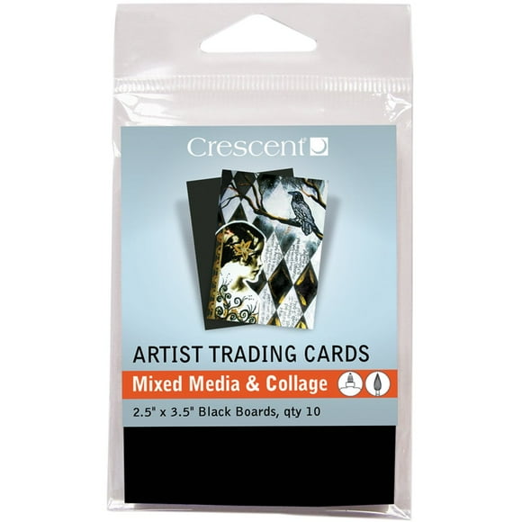 Crescent Cardboard Co Artist Mixed Media & Collage Trading Cards (10 Pack), 2.5" by 3.5", Black