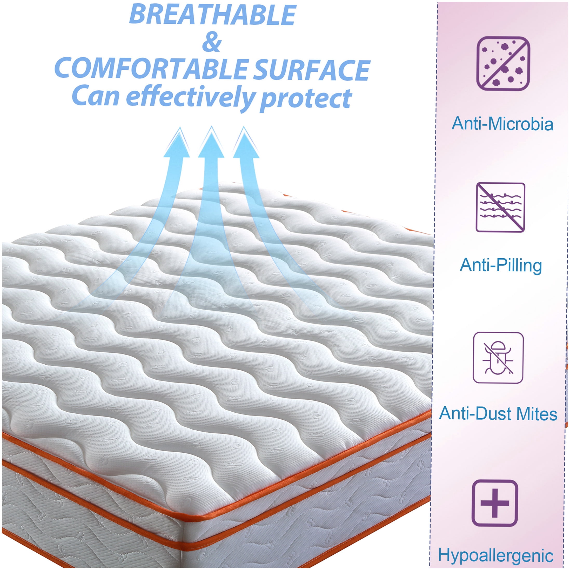 CHAMPFLAG King Size Hybrid Mattress 12 Inch with Euro Top, Medium Firm for Back Support, Cooling Gel Foam, Motion Isolation, Edge Support, CertiPUR-US, Bed in a Box