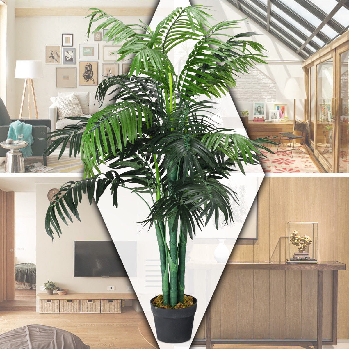 Costway 6 ft Artificial Bamboo Silk Tree Indoor Outdoor Home Office  Decorative Planter HW66030 - The Home Depot