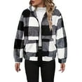 thumbnail image 2 of DAFPZW Women's Sherpa Hooded Cardigan Fall Winter Fuzzy Fleece Jacket Warm Soft Plaid Flannels Sweater Coat Outwear, 2 of 9