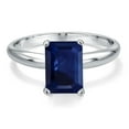 thumbnail image 3 of Gem Stone King 2.45 Cttw PT900 Platinum 900 Blue Sapphire Engagement Ring for Women | Emerald Cut 9X7MM | Gemstone Birthstone | Wedding Anniversary Promise Ring for Women | Size 5,6,7,8,9, 3 of 6