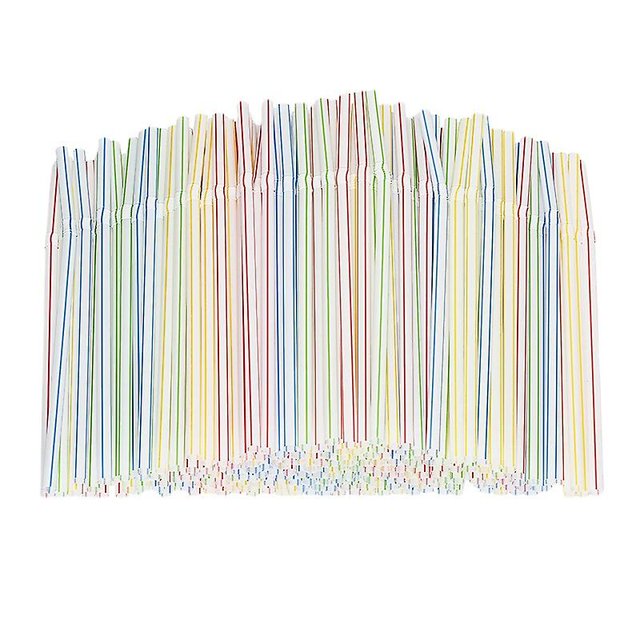 Pajitas de plástico para beber de 9,5 pulgadas de largo, pajitas desechables a rayas multicolores, 400 piezas. Afortunado Sencillez